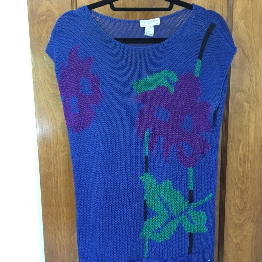 Vintage Christian Dior Knit Floral Top 💙🌸💜